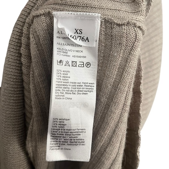All Saints Keld Olivo V Neck Sweater - Picture 8 of 9